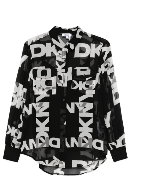 [S] DKNY BLACK/IVORY LOGO PRINT SHIRT, P4RA6FXZ-BLI (SD1843)