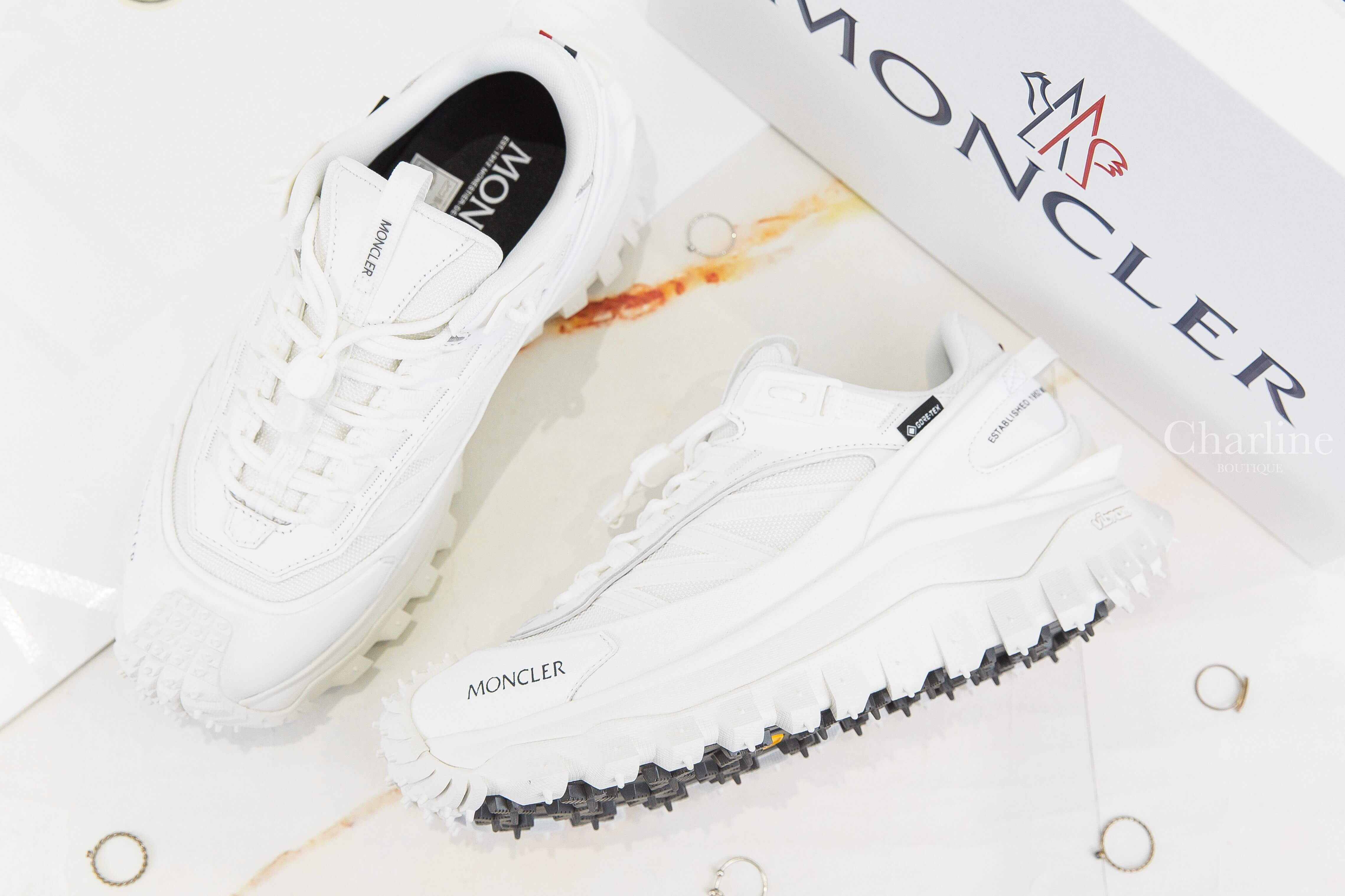 Moncler Trailgrip Gtx Trainers 白色皮革拼尼龍黑字運動鞋-Charline Boutique 精品代購