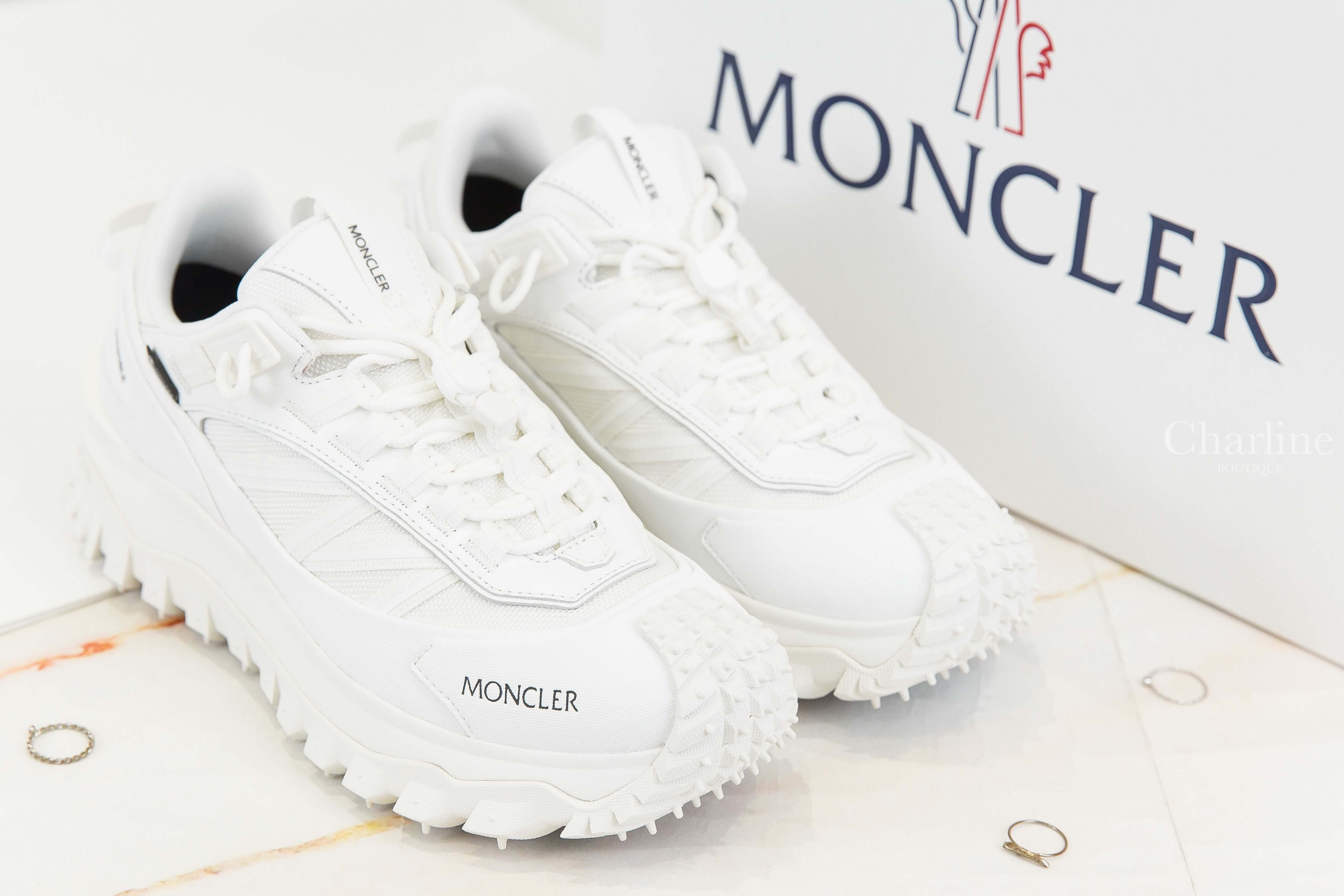 Moncler Trailgrip Gtx Trainers 白色皮革拼尼龍黑字運動鞋