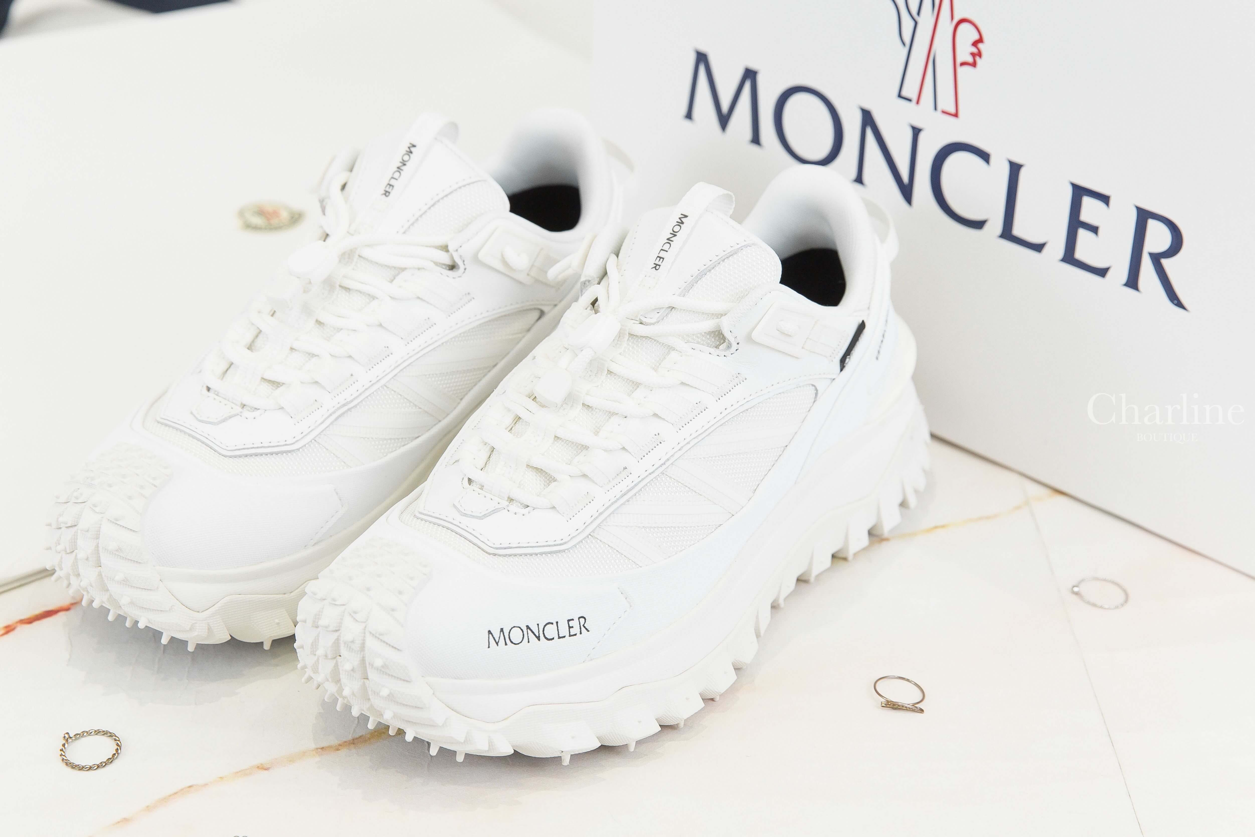 Moncler Trailgrip Gtx Trainers 白色皮革拼尼龍黑字運動鞋-Charline Boutique 精品代購