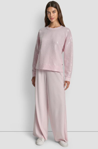 [S] DKNY PINK MOON SEQUINS LONG SLEEVE SWEATSHIRT, DJ6T1655-OF2 (SD1815)