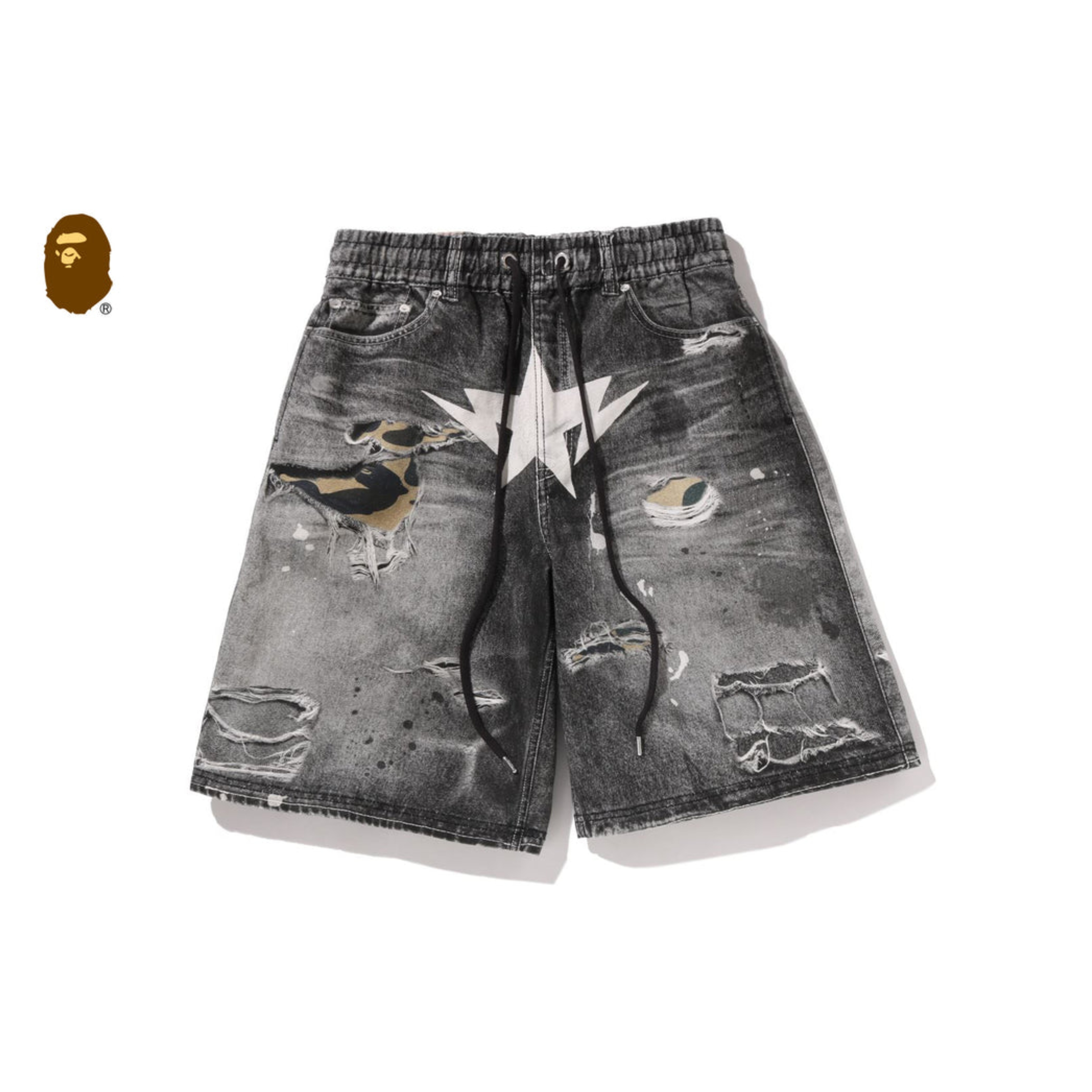 2026SS A BATHING APE BAPE STA FAKE PRINT RELAXED FIT SHORTS 牛仔 短褲 現貨 1M30-151-306