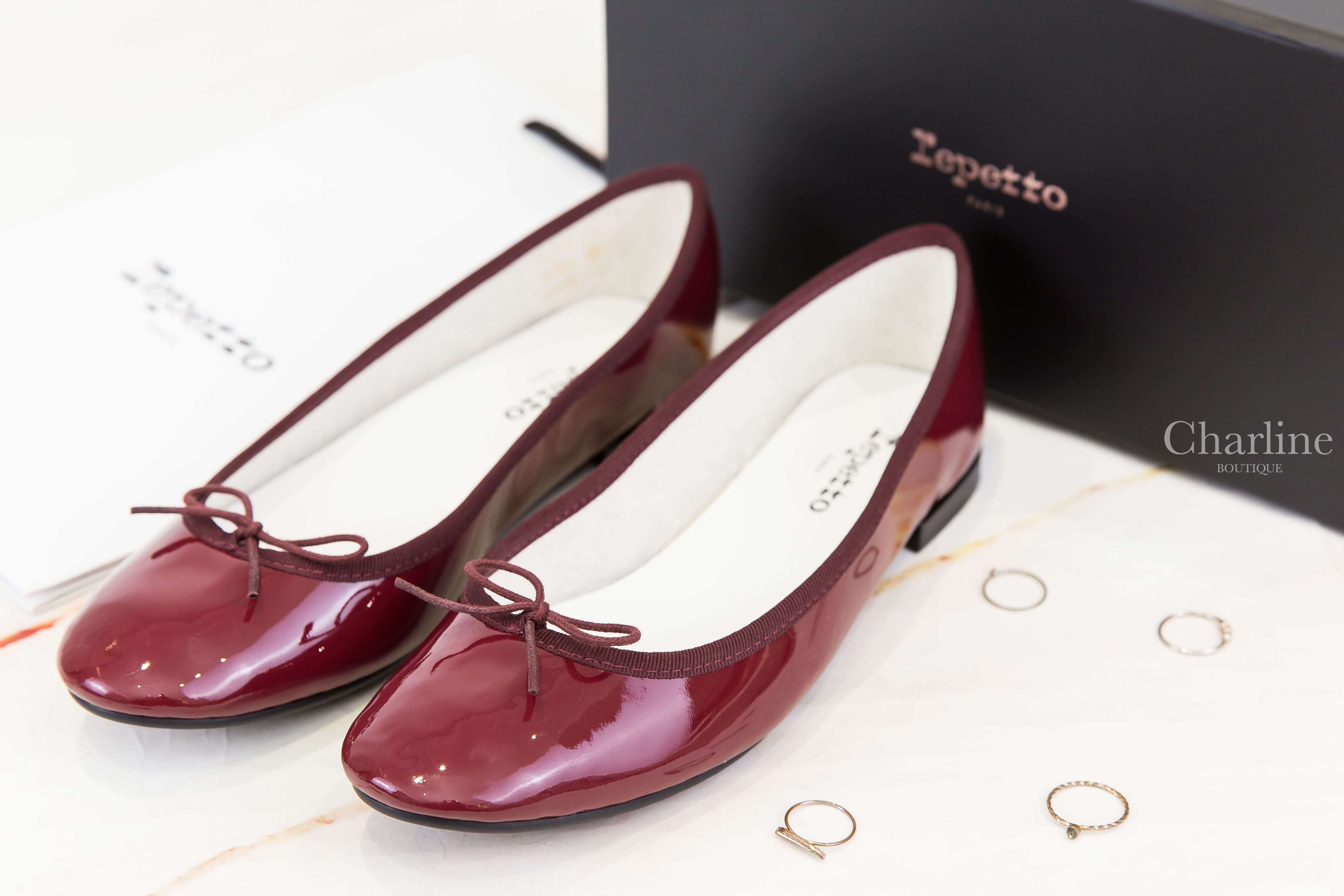 Repetto Cendrillon Ballet Flats 勃根地酒紅蝴蝶結漆皮平底芭蕾舞鞋-Charline Boutique 精品代購