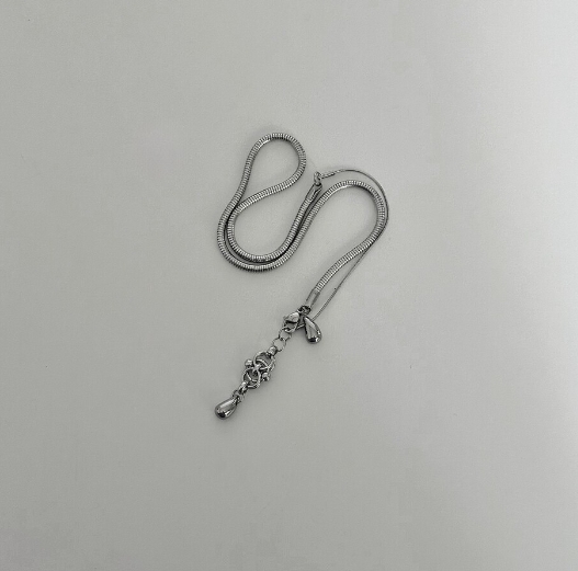 韓國 OFUSE 2024 용 拼接 水滴 鋼 項鍊