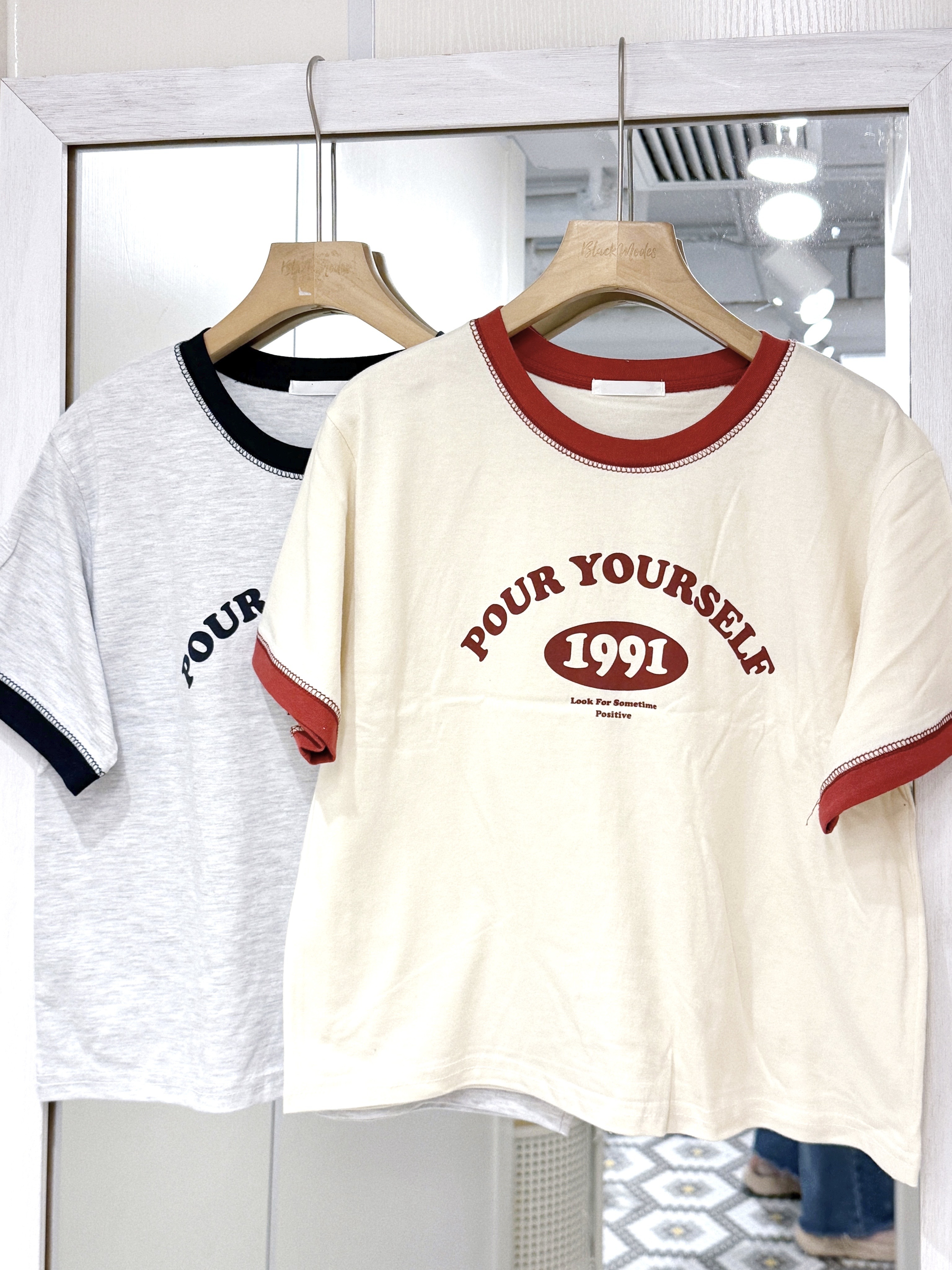 T1270｜拼色袖POUR YOURSELF 短袖TEE⋆｡˚🎨₊˚ ༘