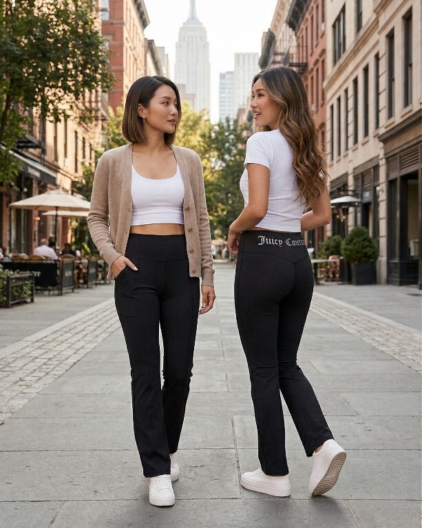 【預購】Juicy Couture H030609 經典系列 後口袋閃鑽 Logo 喇叭長褲