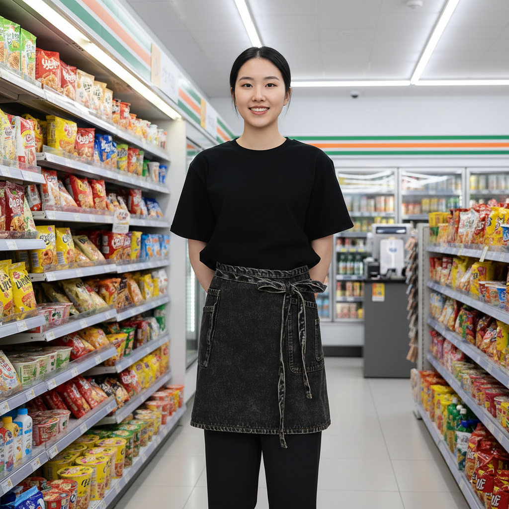 半身水洗牛仔圍裙