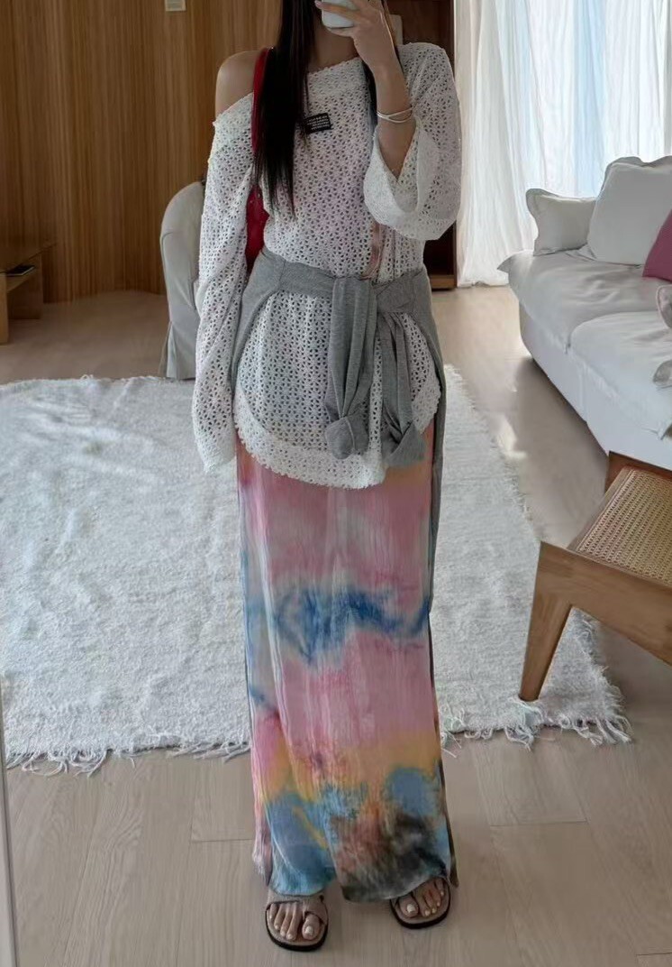 大領棉織弧形下襬上衣