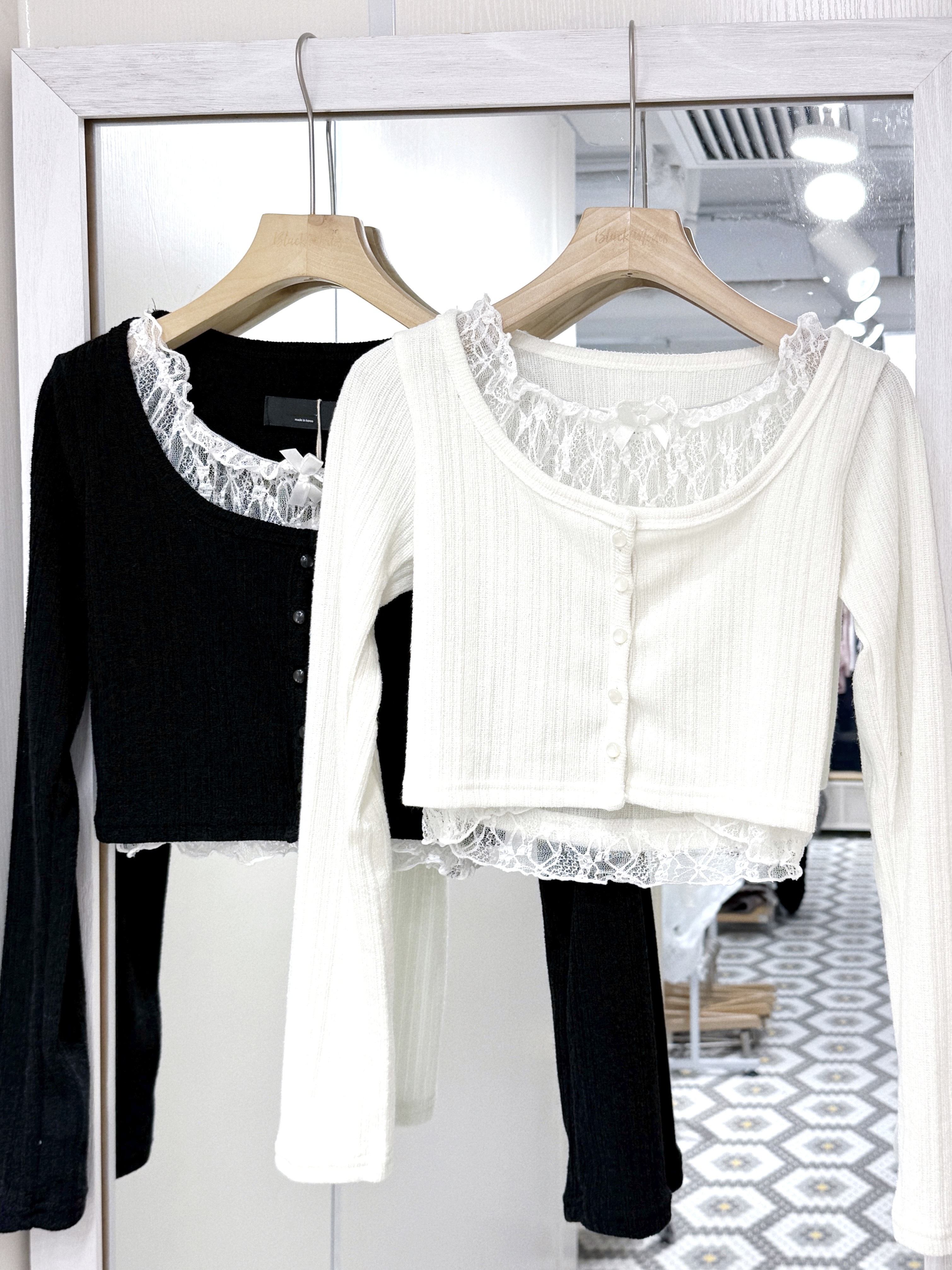 T1233｜春裝必備！蕾絲假兩件蝴蝶結上衣⋆𐙚 ̊.