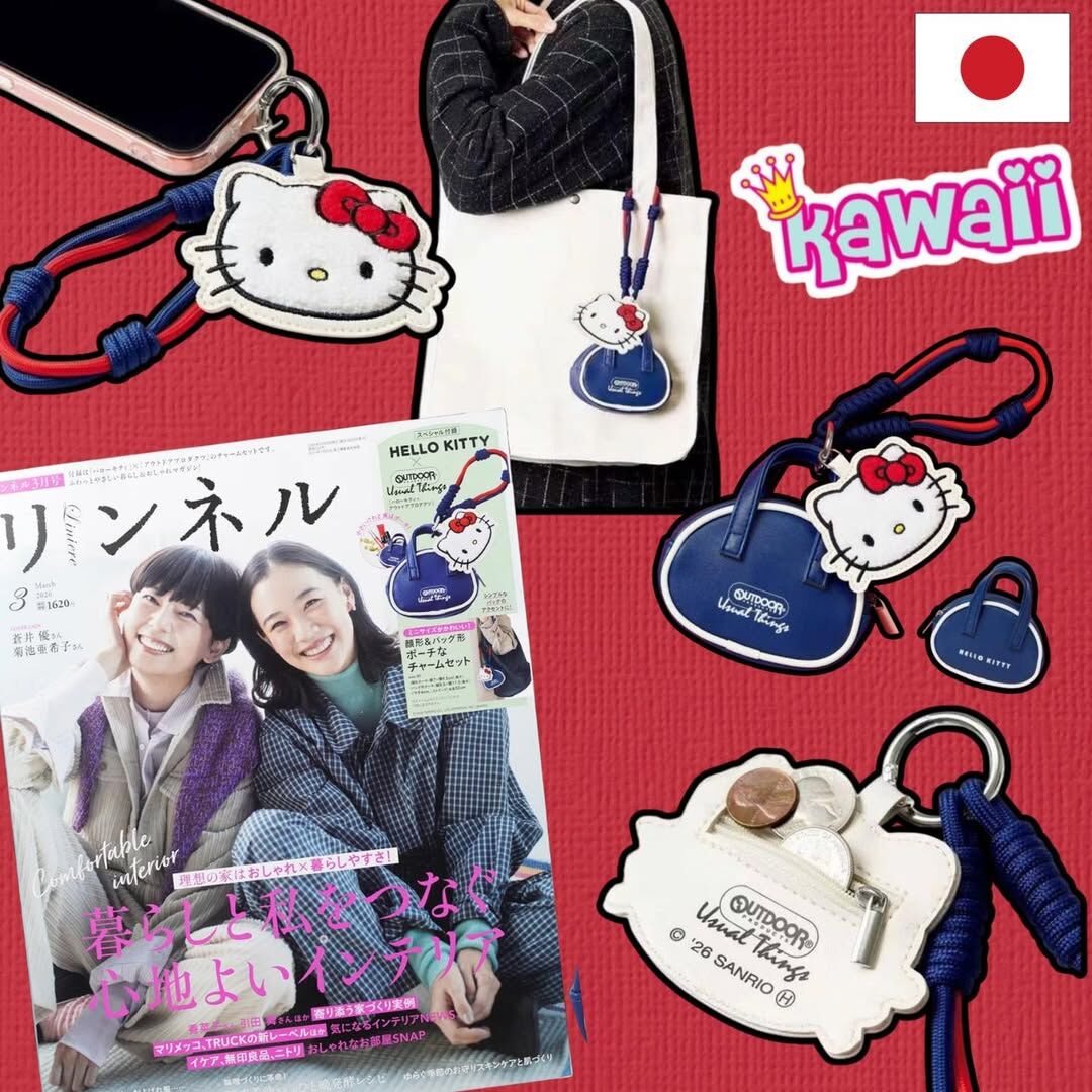 S21050日本Linen 2026年3月號特別付録HELLO KITTY X 0UTD00R掛物