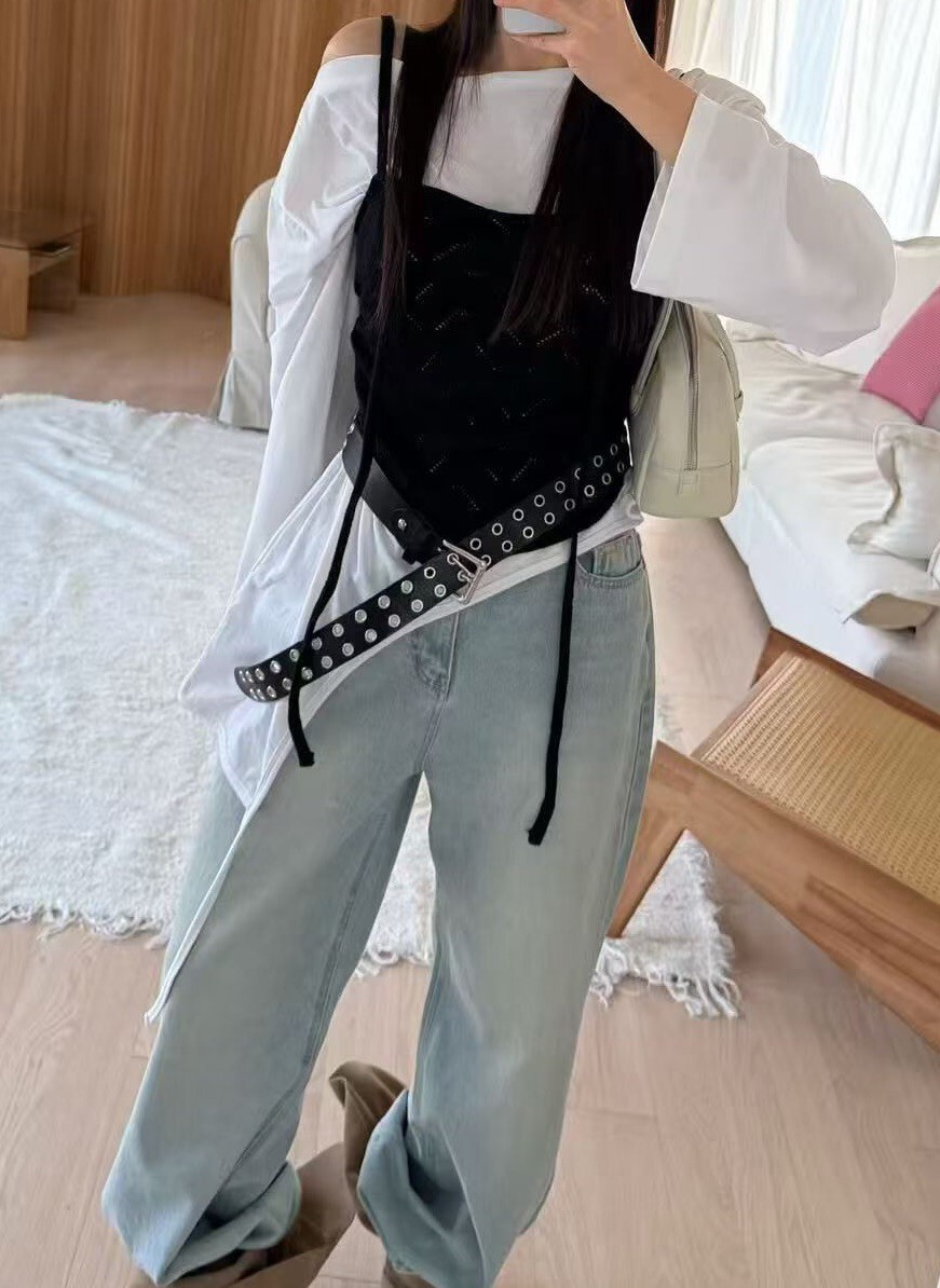 側抓皺棉織背心