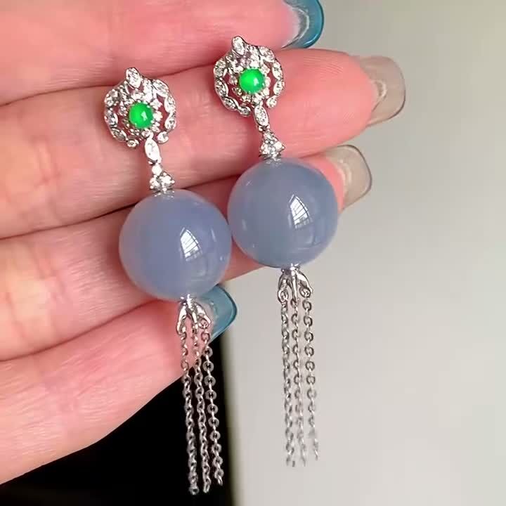 翡翠耳墜 (13.2mm直徑),天然翡翠A玉, 緬甸玉, Jade, Jadeite