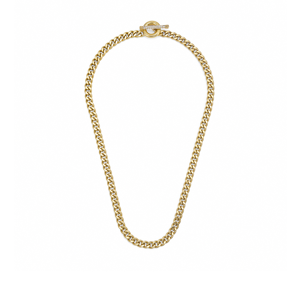 Carlie T-Bar 微光頸語不鏽鋼項鍊-金色 JF04956710