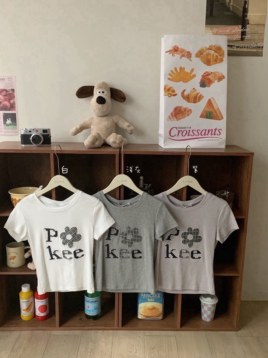 A04 預購格紋花卉印花短袖上衣