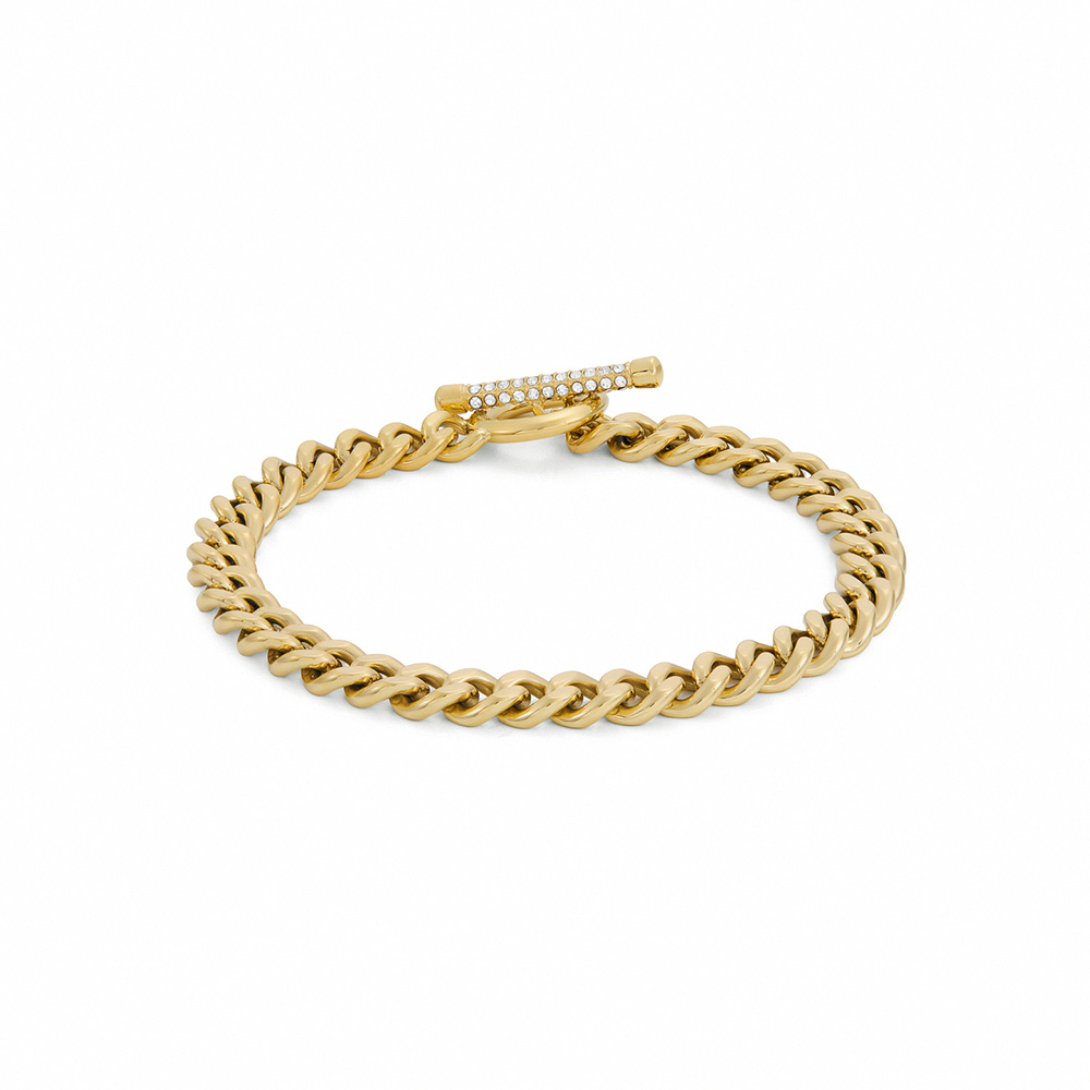 Carlie T-Bar 微光頸語不鏽鋼手鍊-金色 JF04957710