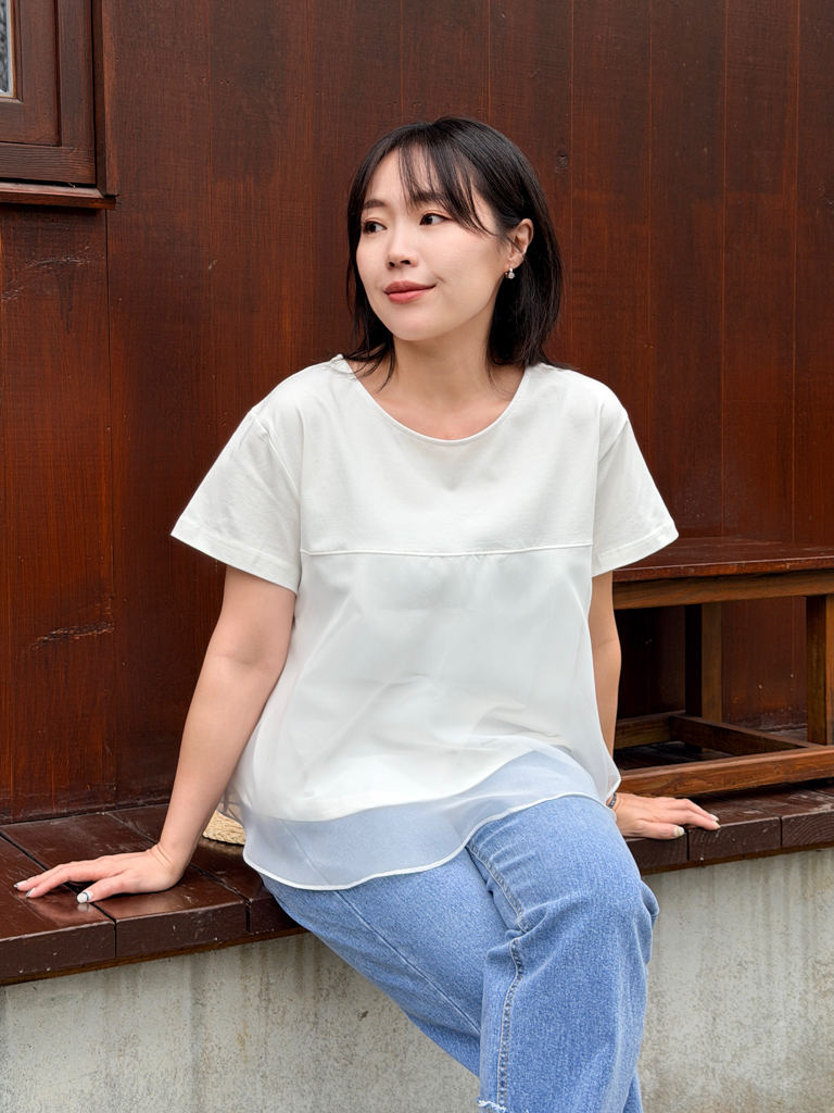 0302透視拼接短袖T