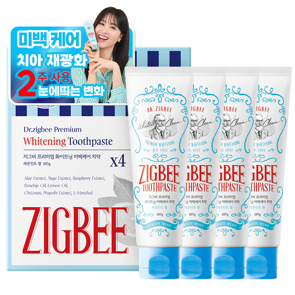 (預購商品) 韓國 ZIGBEE 專業6合1強效亮白護理牙膏 - 107gX4入