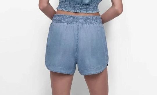 [S] DKNY CHAMBRAY HIGH-RISE TENCEL SHORTS, DJ5S8012-FJZ (SD1790)