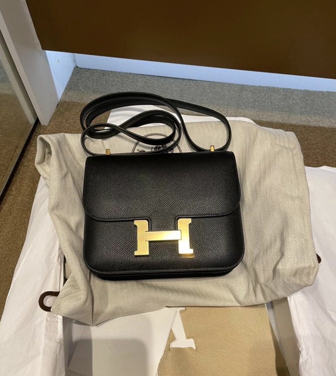 Constance mini mirror 89 noir cc epsom G