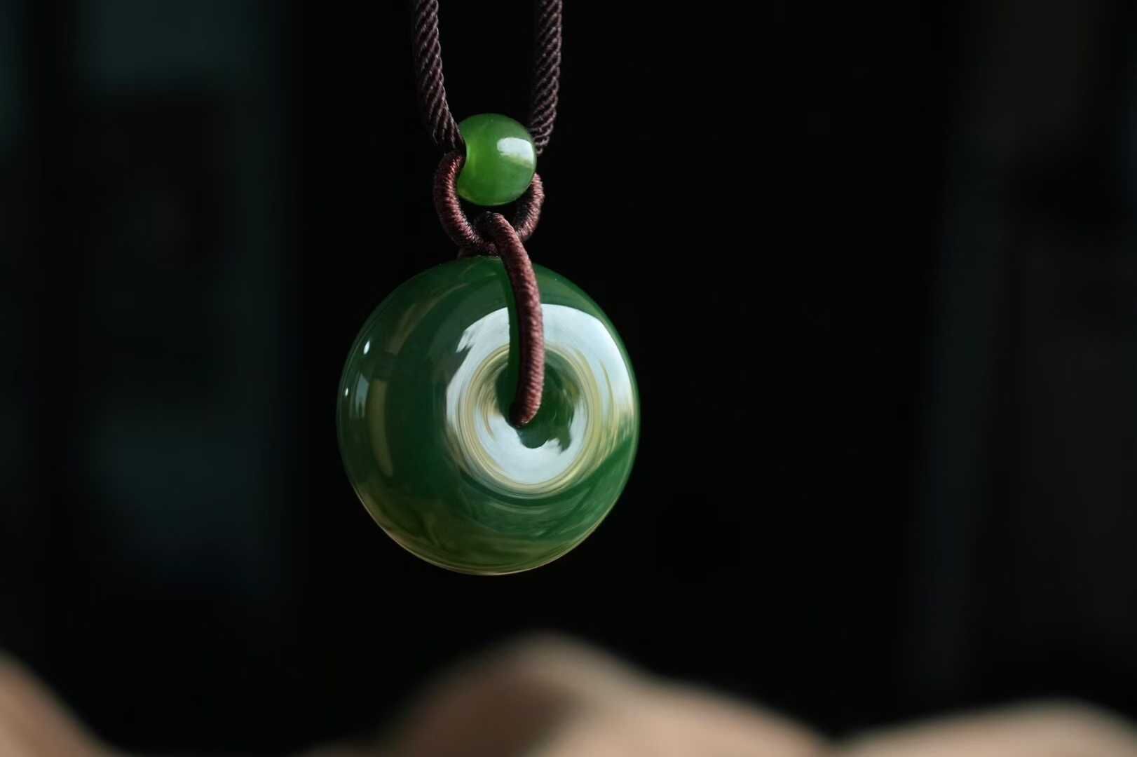 和田玉老料俄冰底碧玉平安扣掛件 (24.3mm直徑),天然和田玉軟玉