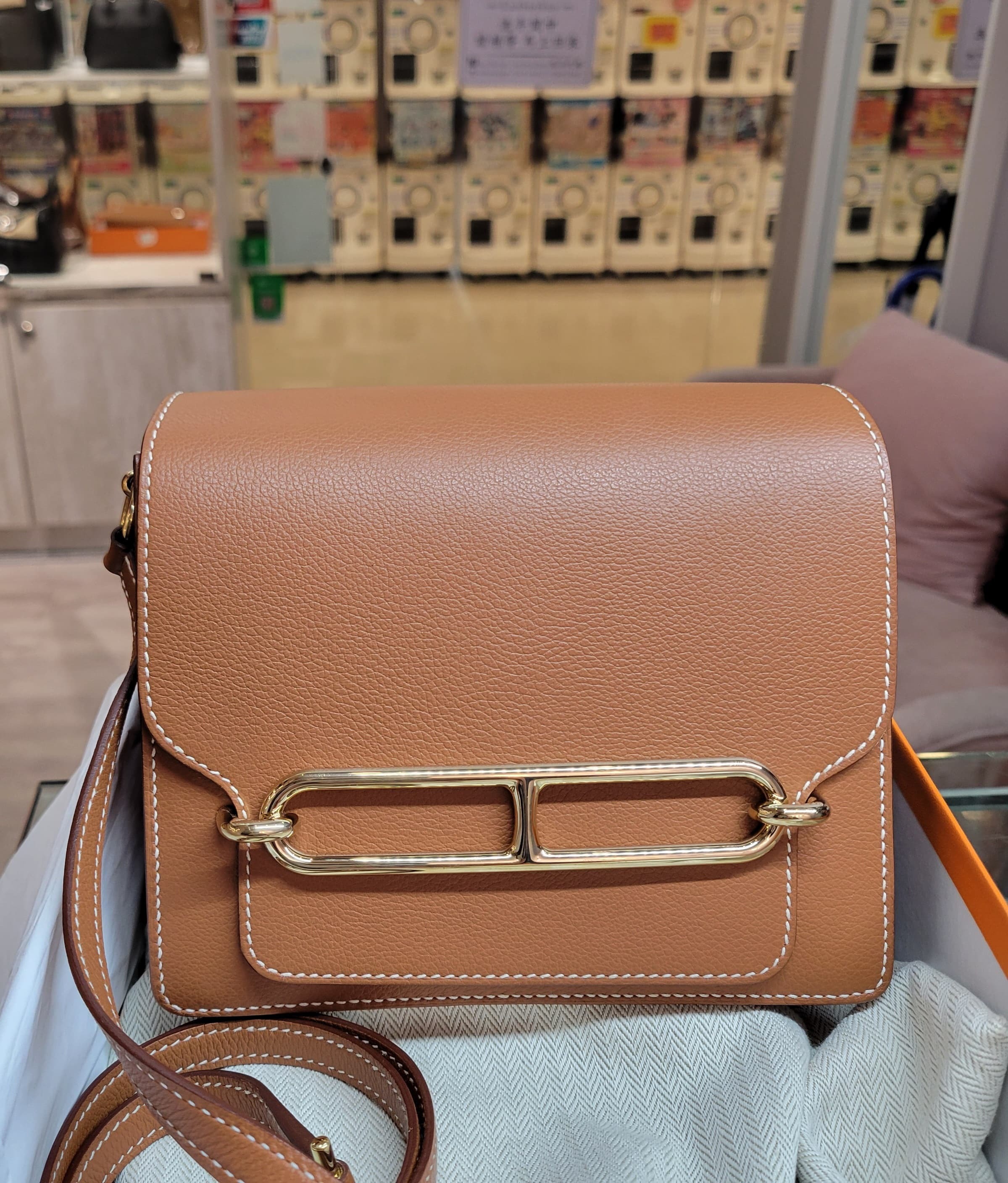 97% NEW HERMES MINI ROULIS GOLD CC EVERCOLOR 金棕金扣