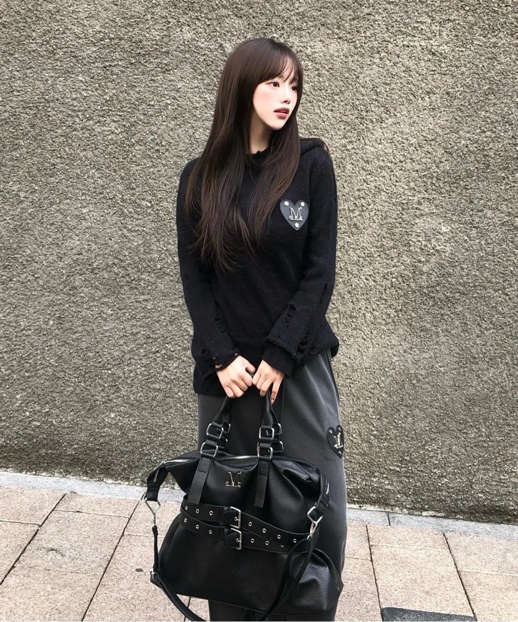 韓國限定🇰🇷 MUCENT COR FRONT DOUBLE BELTED LEATHER TOTE BAG 手提包 單肩包 側背包 金屬感 腰帶 皮帶 / 預購