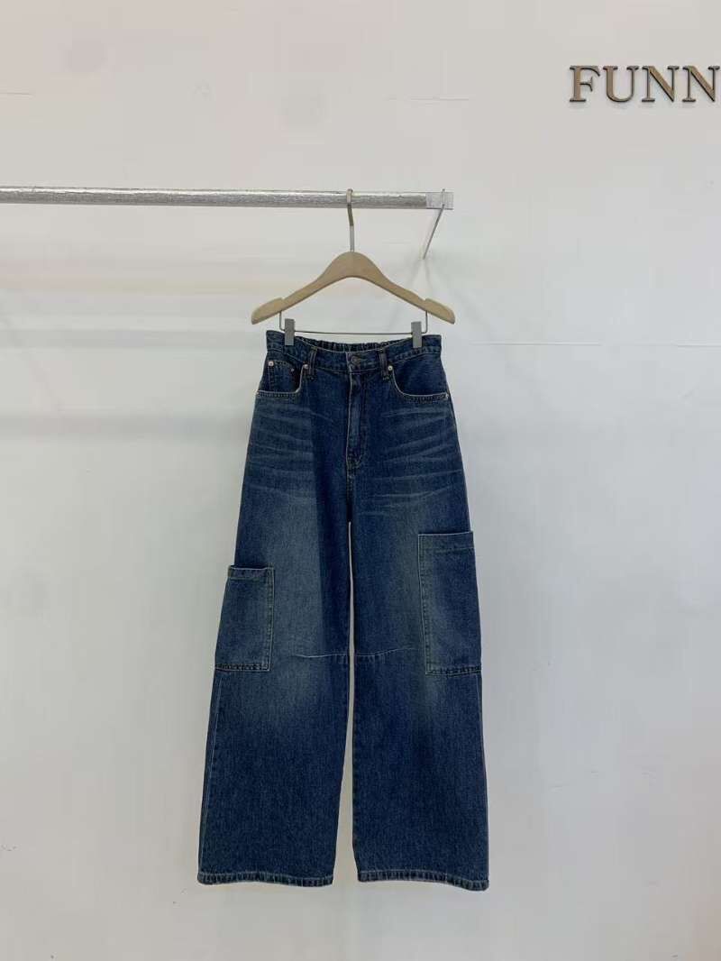 FP6004 後鬆緊寬松牛仔工裝褲