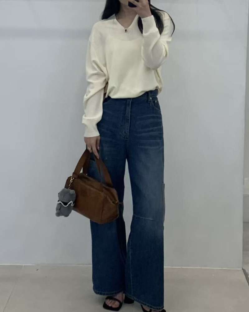 FP6004 後鬆緊寬松牛仔工裝褲