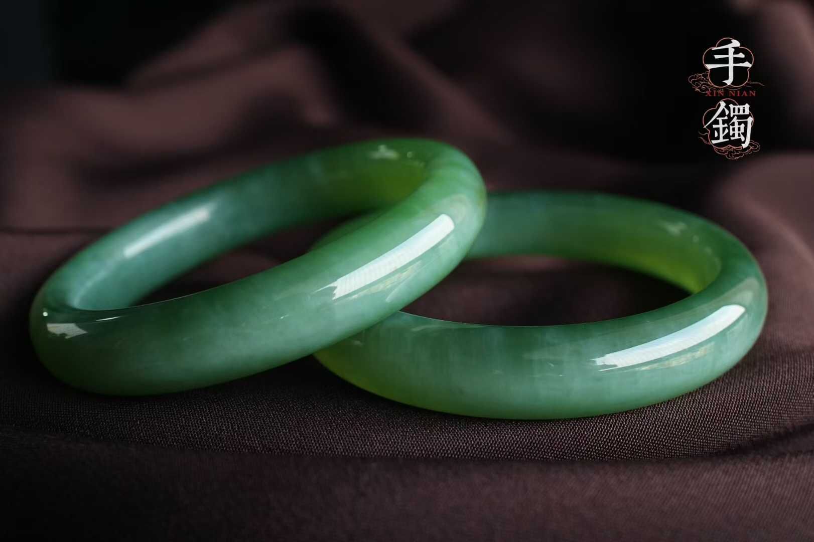 和田玉老坑俄碧冰底貓眼平安鐲,天然和田玉軟玉