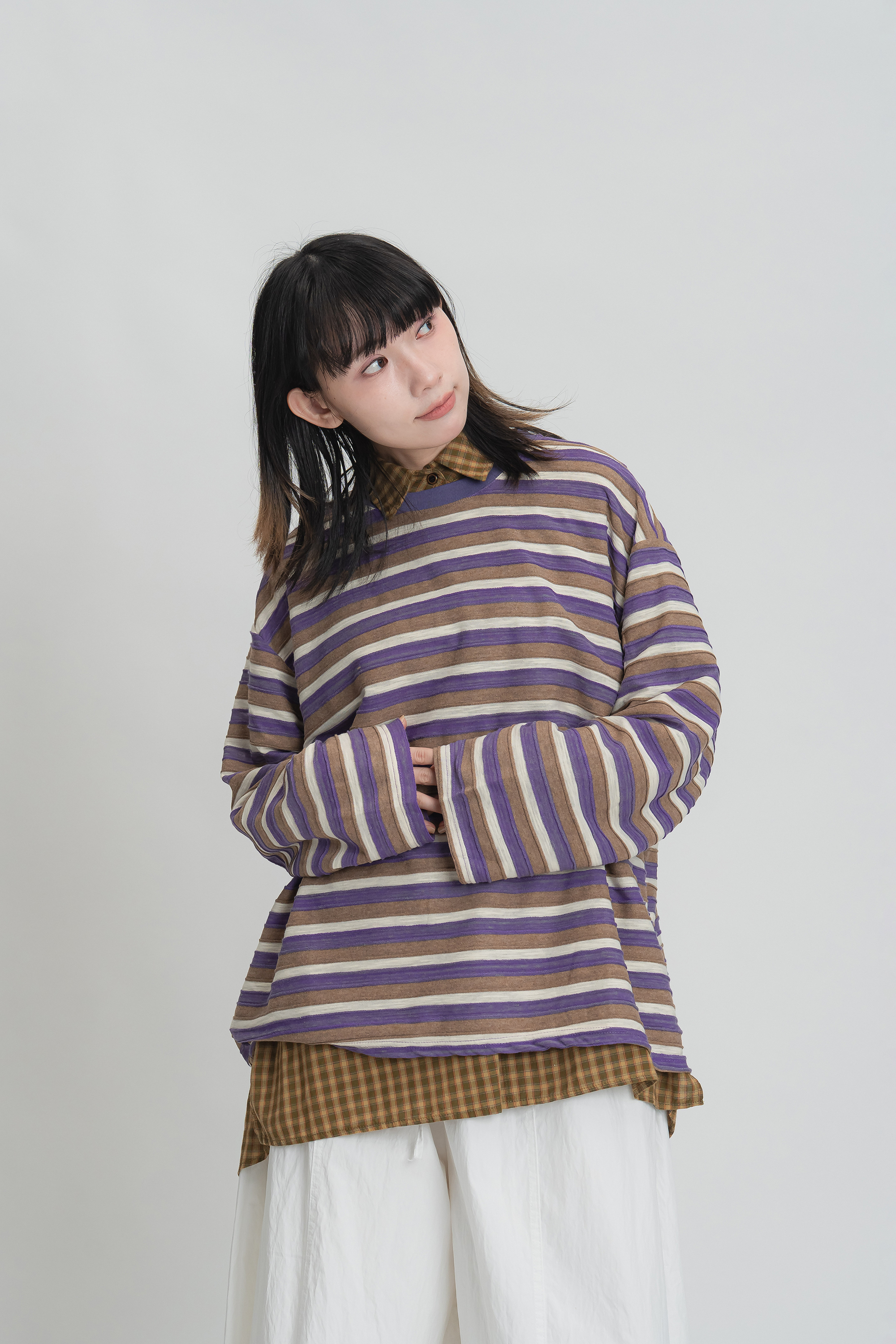 跳色坑條春季上衣 4色