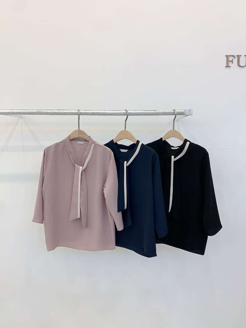 FP6010 高級雪紡領帶v領上衣