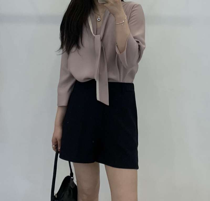 FP6010 高級雪紡領帶v領上衣