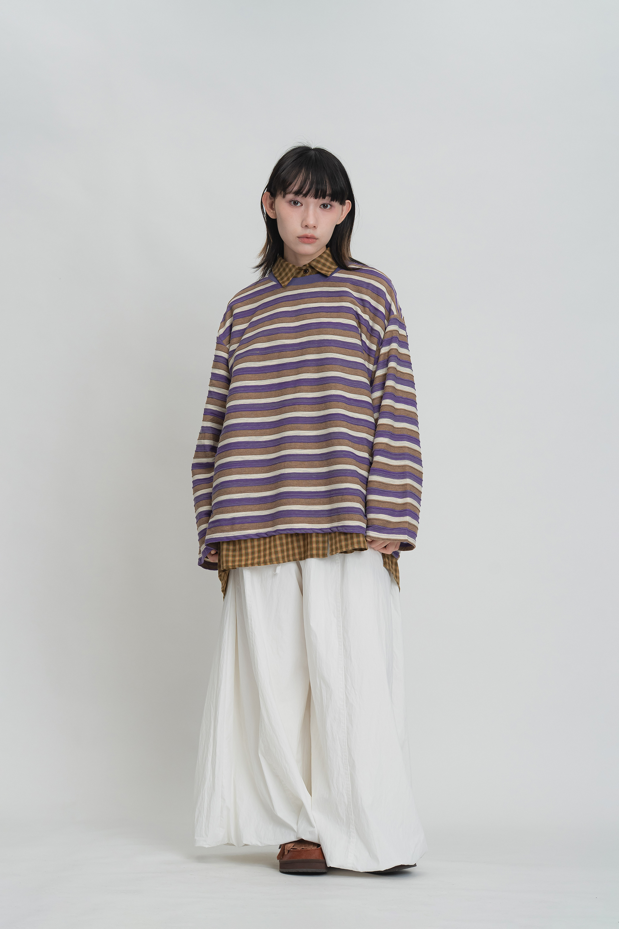 跳色坑條春季上衣 4色