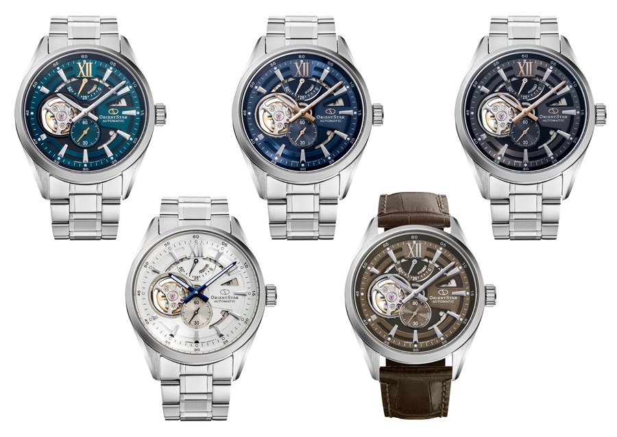 Orient 東方 Star Modern Skeleton mechanical Metal Watch 綠色錶盤腕錶 RK-AV0134E，藍色錶盤腕錶 RK-AV0137S，棕色錶盤腕錶 RK-AV0136N，白色錶盤腕錶 RK-AV0137S，棕色錶盤搭配皮錶帶腕錶 RK-AV0139Y 現代鏤空機械金屬腕錶