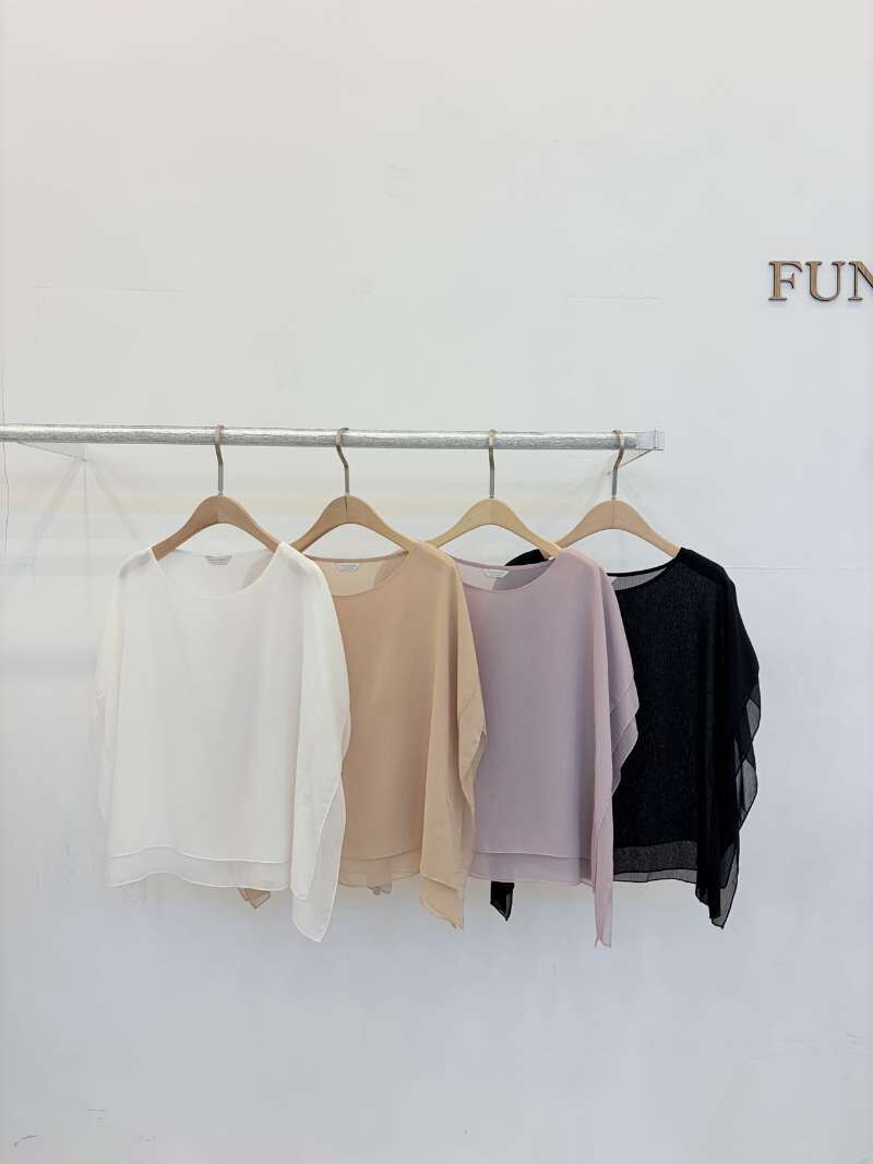 FP6012 圓領高級雪紡拼接上衣