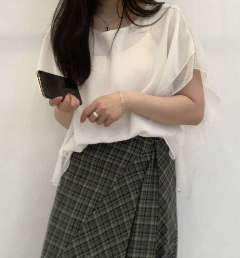 FP6012 圓領高級雪紡拼接上衣