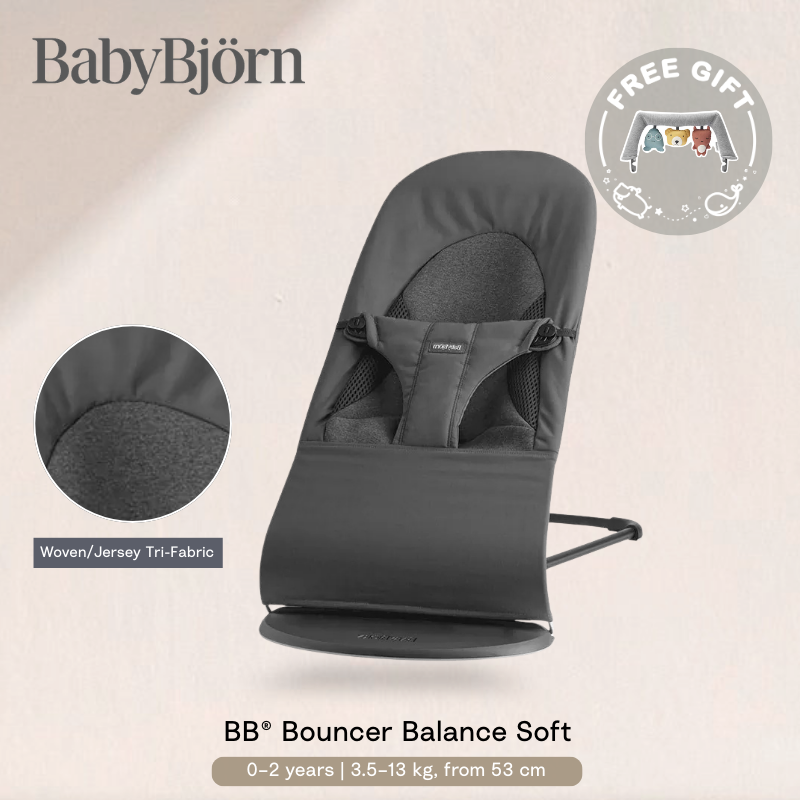 Babybjorn - Balance Soft柔軟網狀透氣嬰兒搖椅 黑色框架(深灰色)