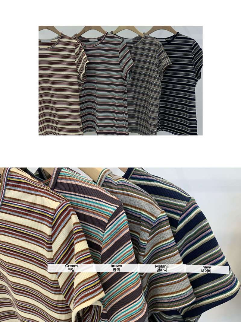 FP6014 圓領彩色條紋T