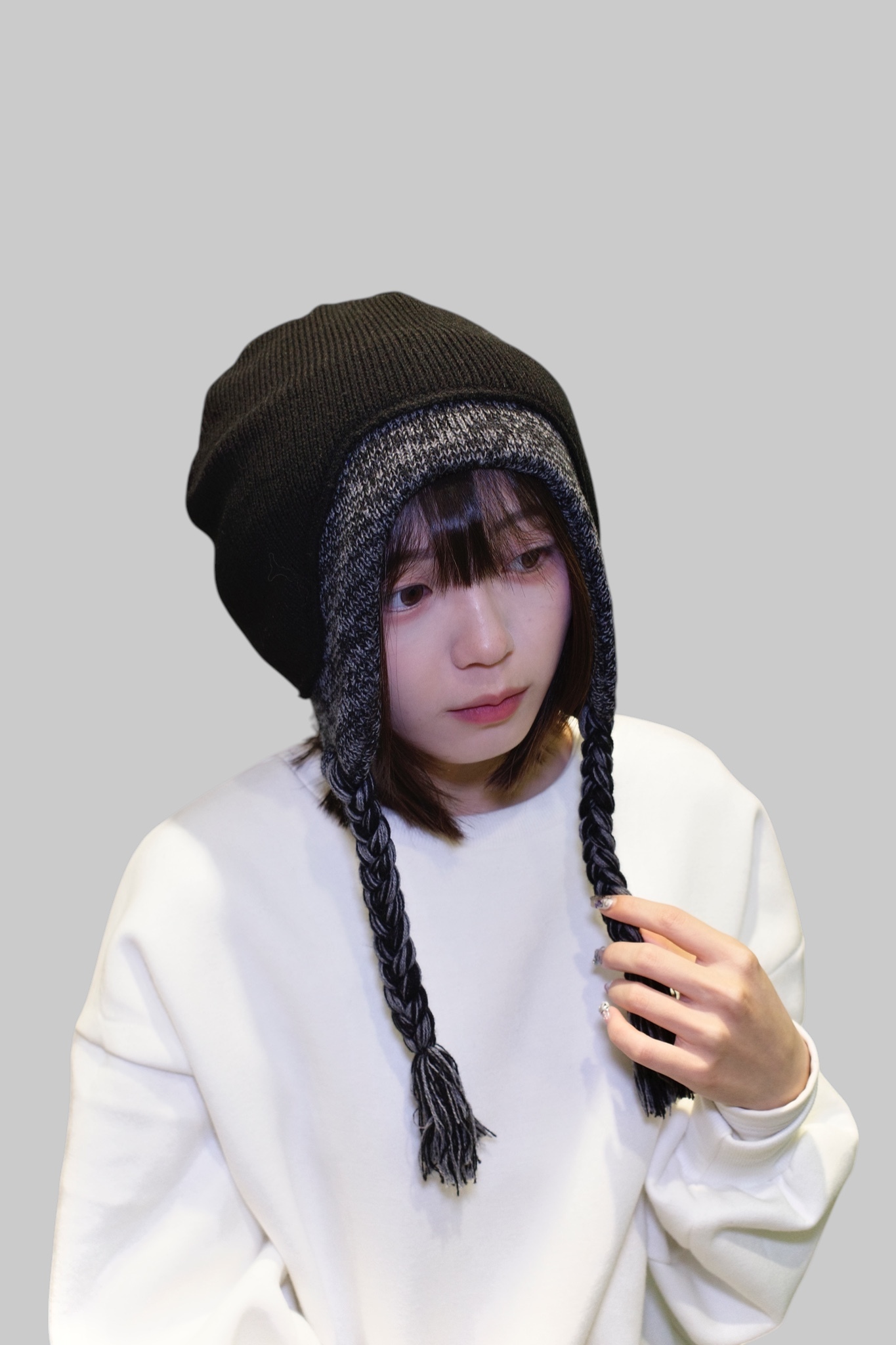 『Always_Good』雙層 麻花辮 護耳 毛帽