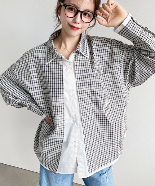 日本🇯🇵連線 Moment+ 分層長袖格子襯衫 多層次 假兩件 格子 層次感 寬鬆 長袖 襯衫 3色(任買兩件7-11免運)/預購