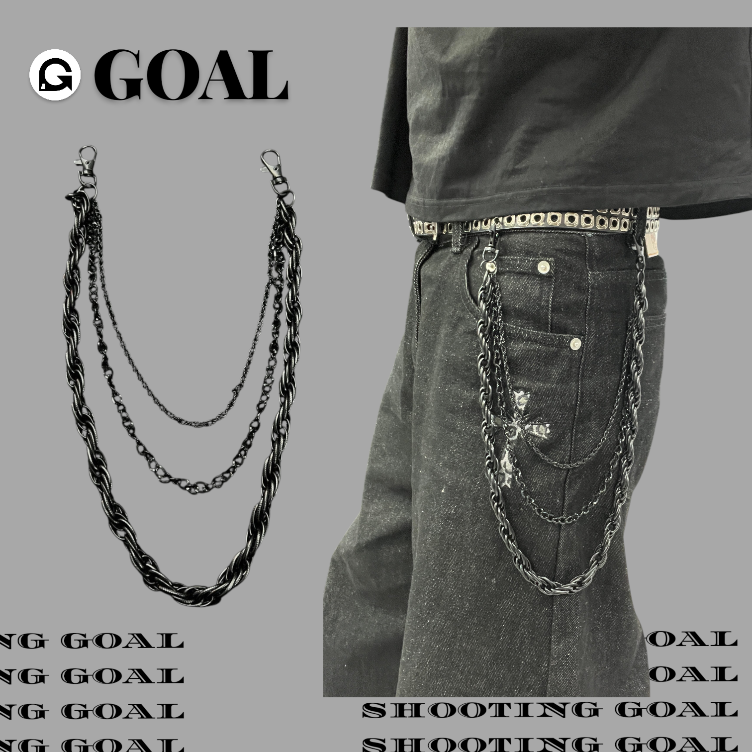 (GOAL) 美式 復古 黑鏈條 褲鍊
