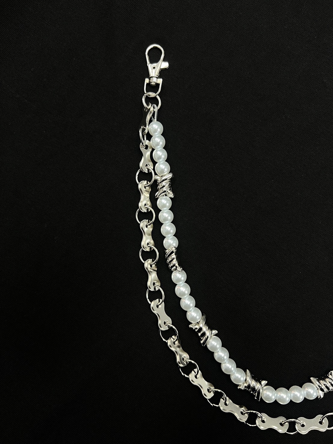 (GOAL) 雙層 鏤空 珍珠 褲鍊