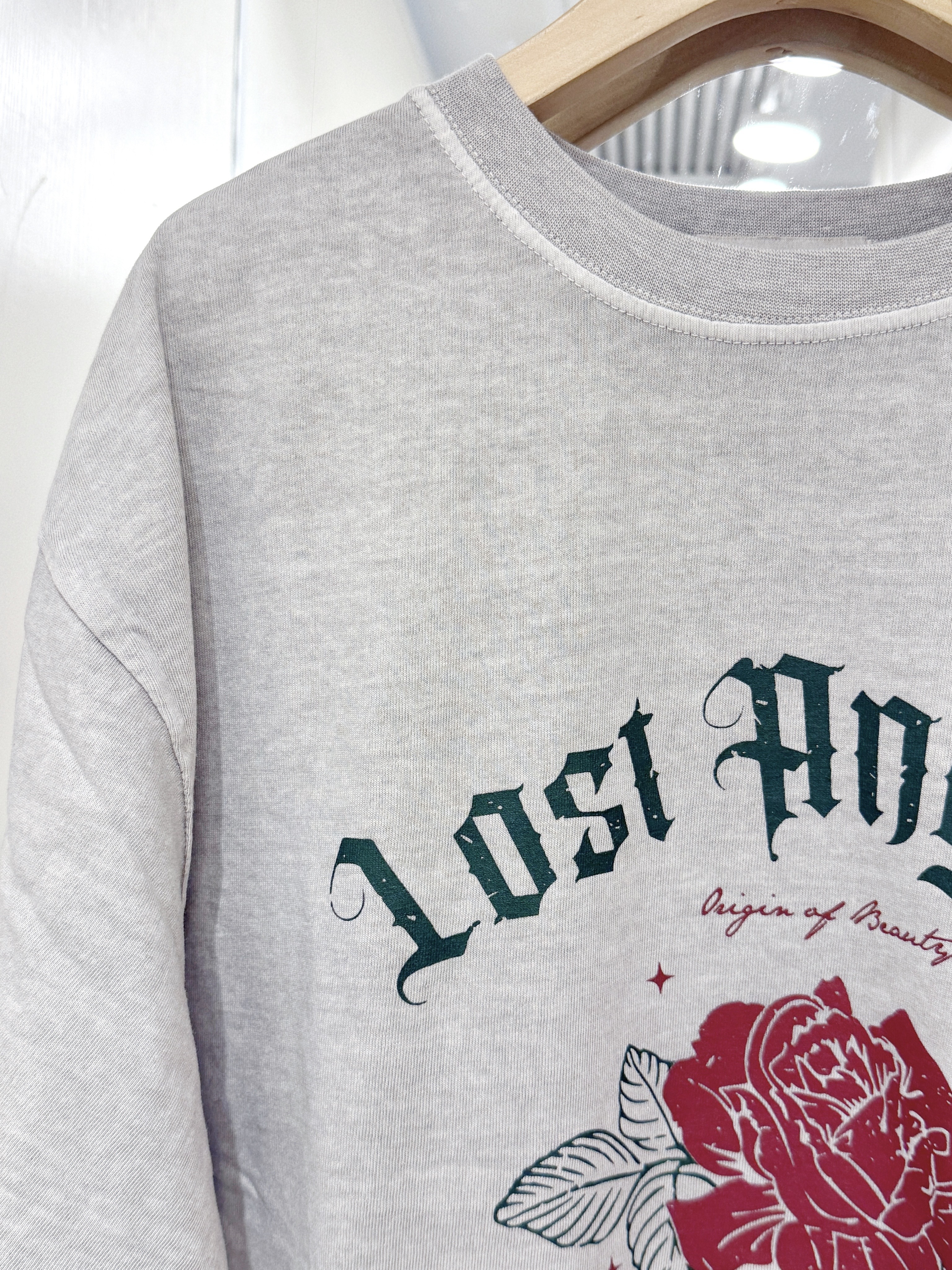 T1277｜復古洗水玫瑰短袖TEE- ̗̀ะ🥀⋮