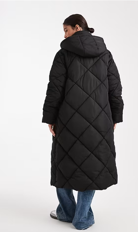 [S] DKNY BLACK SILKY LONG QUILTED PARKA, DLSMPV41-BLK [FINAL SALE] (SD1577)