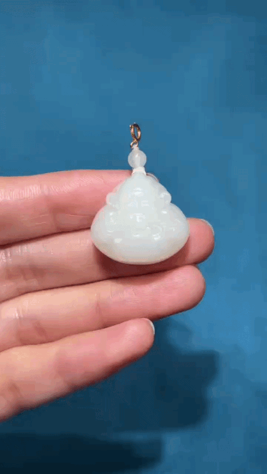 21022 和田玉青海料財神冰底吊墜