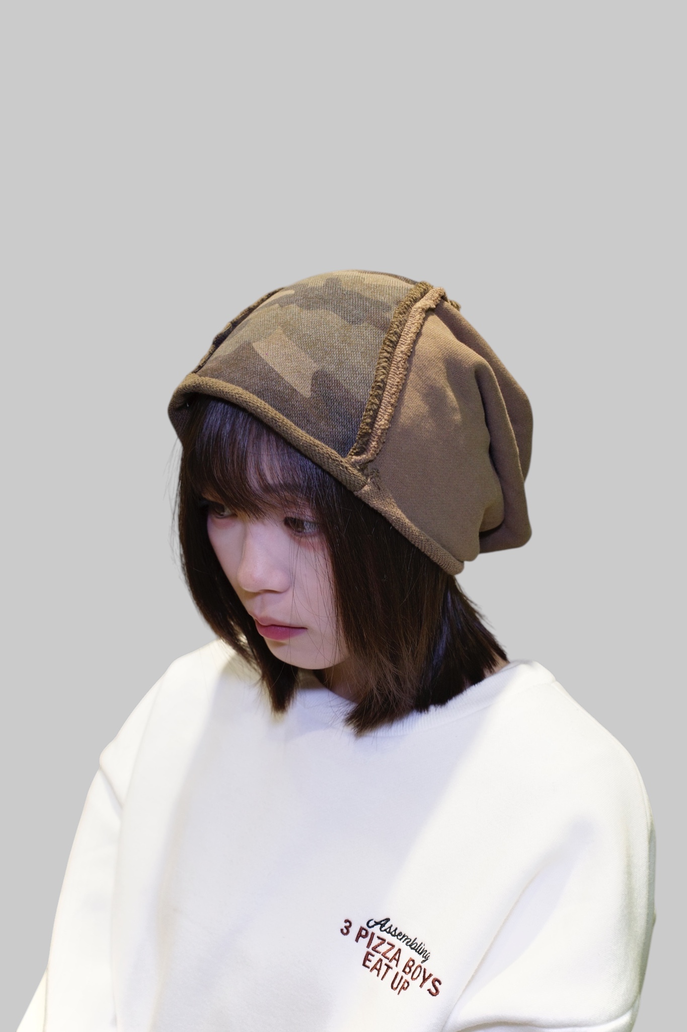 『Always_Good』迷彩 拼接 包頭 堆堆帽 冷帽