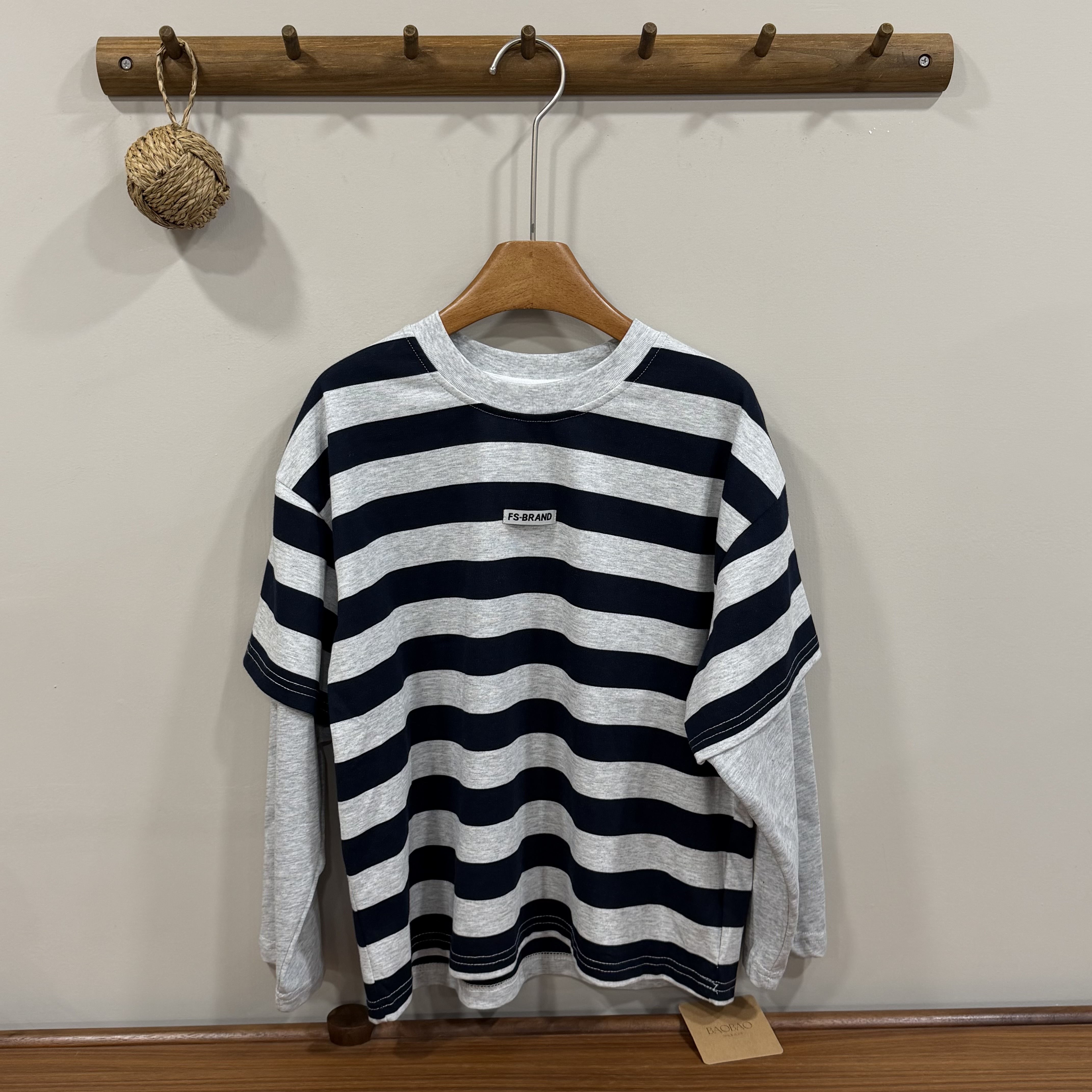 A04380條紋假兩件上衣