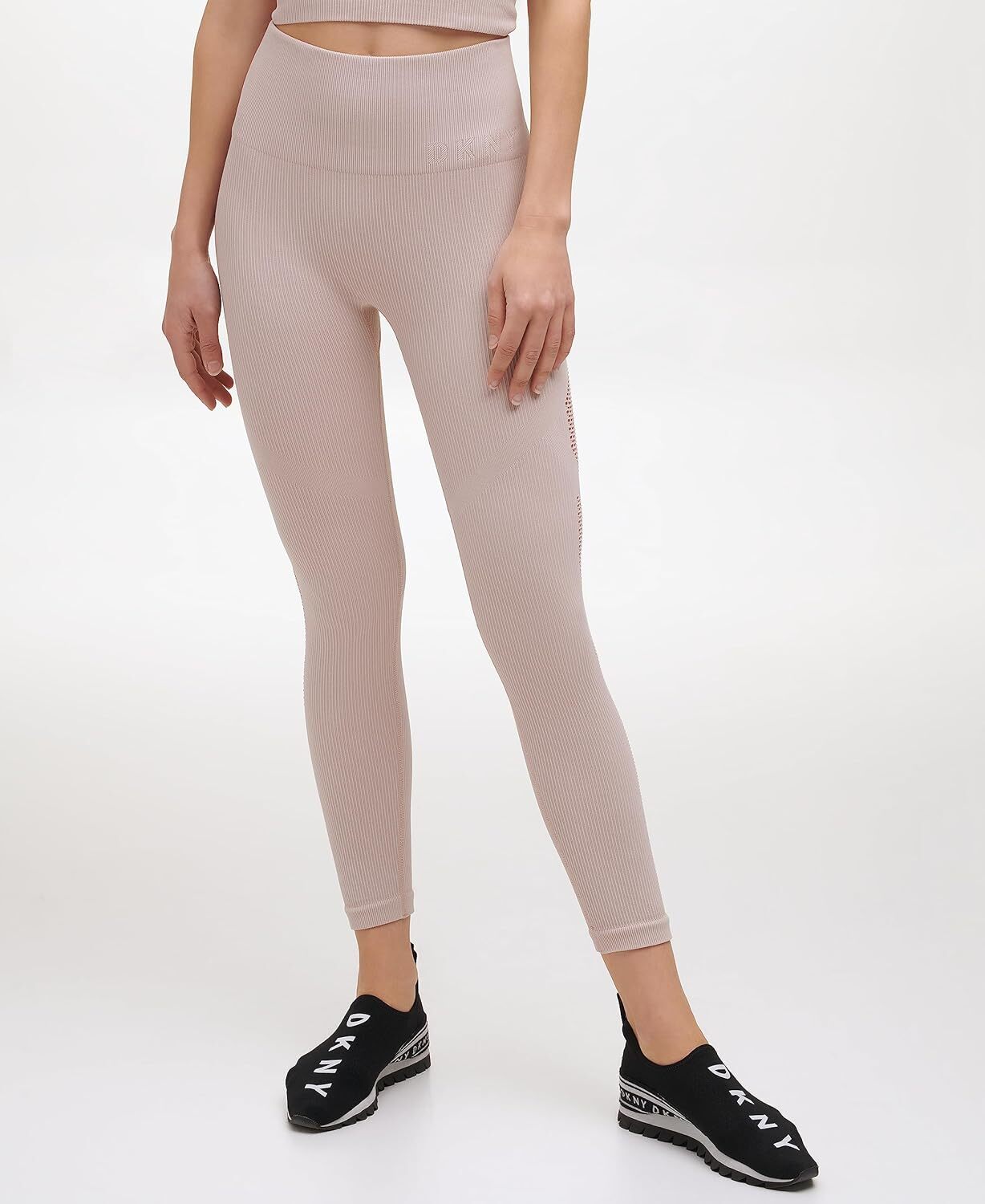 [S] DKNY HIGH WAISTED 7/8 RIB SEAMLESS TIGHT,TRUFFLE, DP1P2594-TRF FINAL SALE (SD233)