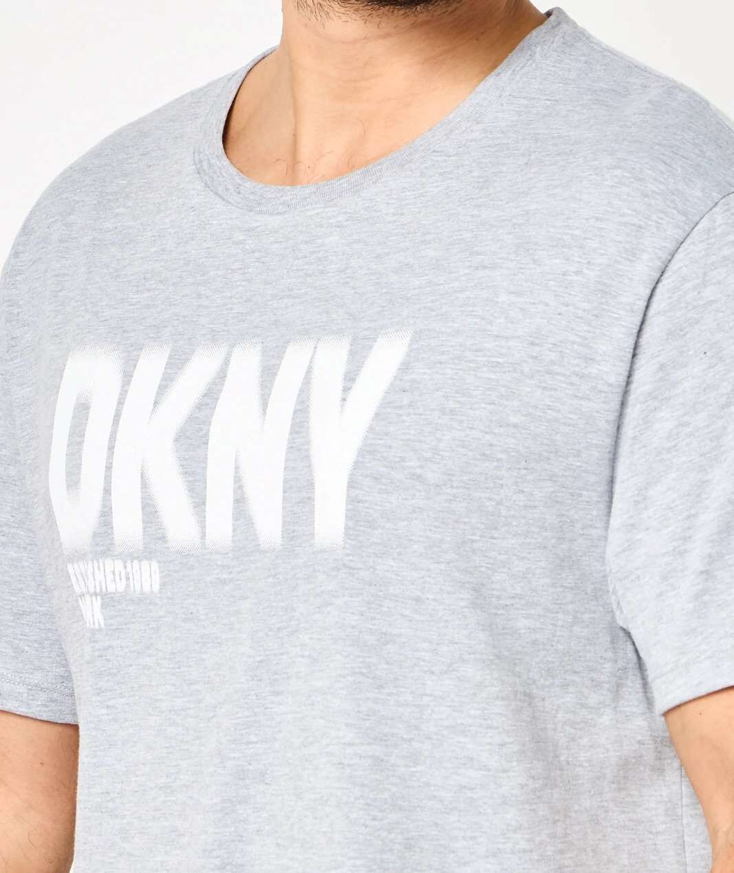 [S] DKNY BIG LOGO PRINT FORNT T-SHIRT,LT GREY HEATHER, M1410027-LGH [FINAL SALE] (SD898)