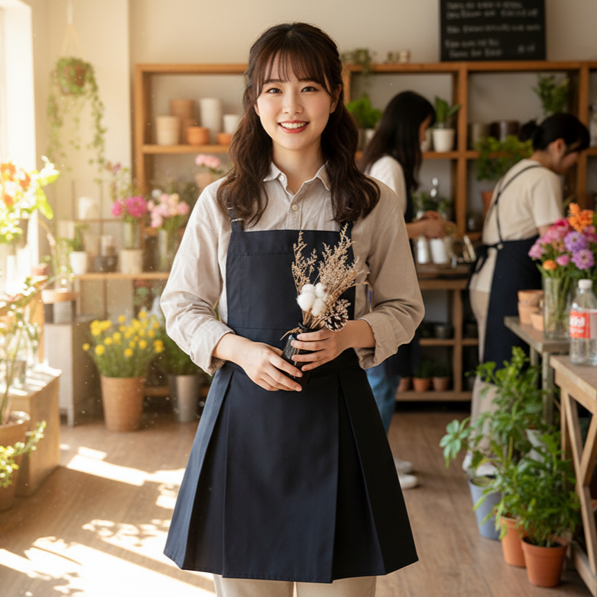 仕女摺邊工作圍裙